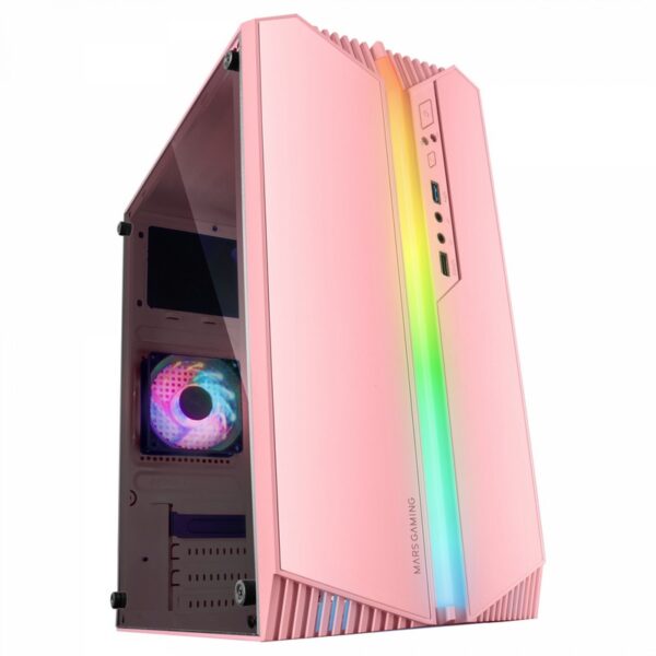 Mars Gaming Mc-S1 Rosa Caja Pc Compacta Gaming Micro-Atx Iluminación Argb 12 Modos Ventilador Frgb Ventana Lateral Completa