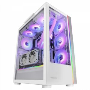 Mars Gaming Mc-Ultra Blanco Torre Gaming Custom Xxl E-Atx Doble Tira Led Argb Doble Ventana Cristal Templado Estructura Cámara Dual Vertical