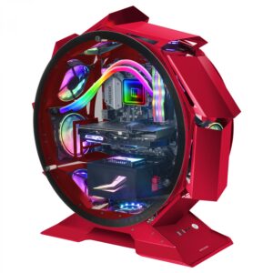 Mars Gaming Mcorb Rojo Caja Pc Gaming Micro-Atx Xl Diseño Circular Custom Doble Cristal Templado