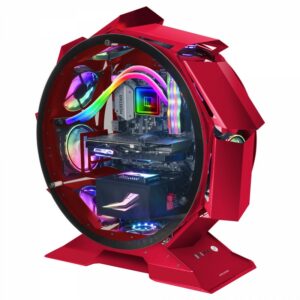 Mars Gaming Mcorb Rojo Caja Pc Gaming Micro-Atx Xl Diseño Circular Custom Doble Cristal Templado