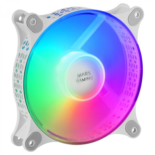 Mars Gaming Mf-Duo Kit 2 Ventiladores Frgb Rainbow 360° Ultra-Silencioso Doble Conexión 3Pin + 4Pin Blanco