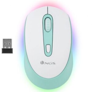 Ratón Ngs Smog Mint-Rb Ambidextro Rf Inalámbrica + Bluetooth Óptico 2400 Dpi Menta, Blanco