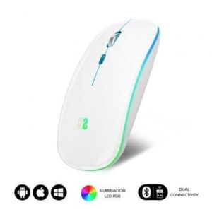 Subblim Raton Inalambrico Bluetooth + Rf Rgb Led Dual Flat 1600 Dpi Optico Blanco