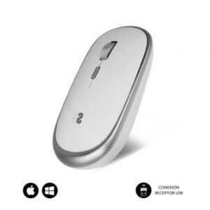 Subblim Mini Raton Inalambrico 1600 Dpi Optico Plata, Blanco
