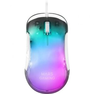 Mars Gaming Mmgloww Ratón Gaming Rgb Chroma-Glow Acabado Espejo 12800 Dpi Blanco