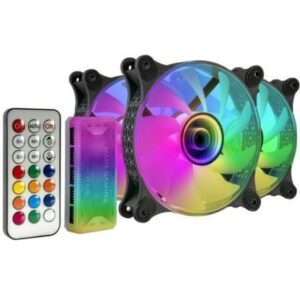 Mars Gaming Mf-3Dkit Negro Kit 3 Ventiladores Argb 360° 12Cm Espejo Infinito 3D Sistema Anti-Vibraciones Controlador Argb Mando A Distancia Rf Compat