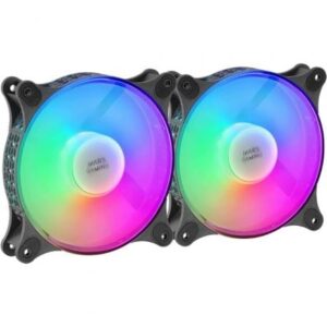 Mars Gaming Mf-Duo Kit 2 Ventiladores Frgb Rainbow 360° Ultra-Silencioso Doble Conexión 3Pin + 4Pin Negro