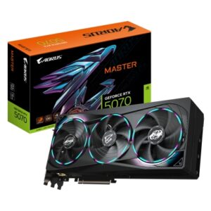 GIGABYTE AORUS GeForce RTX 5070 MASTER 12G Tarjeta Gráfica - 12GB GDDR7, 192 bits, PCI-E 5.0, 2715 MHz Core Clock, 3 x DP 2.1a, 1 x HDMI 2.1b, NVIDIA
