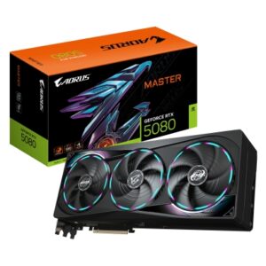 GIGABYTE AORUS GeForce RTX 5080 MASTER 16G Tarjeta Gráfica - 16GB GDDR7, 256 bits, PCI-E 5.0, 2805MHz Core Clock, 3 x DisplayPort, 1 x HDMI, GV-N5080